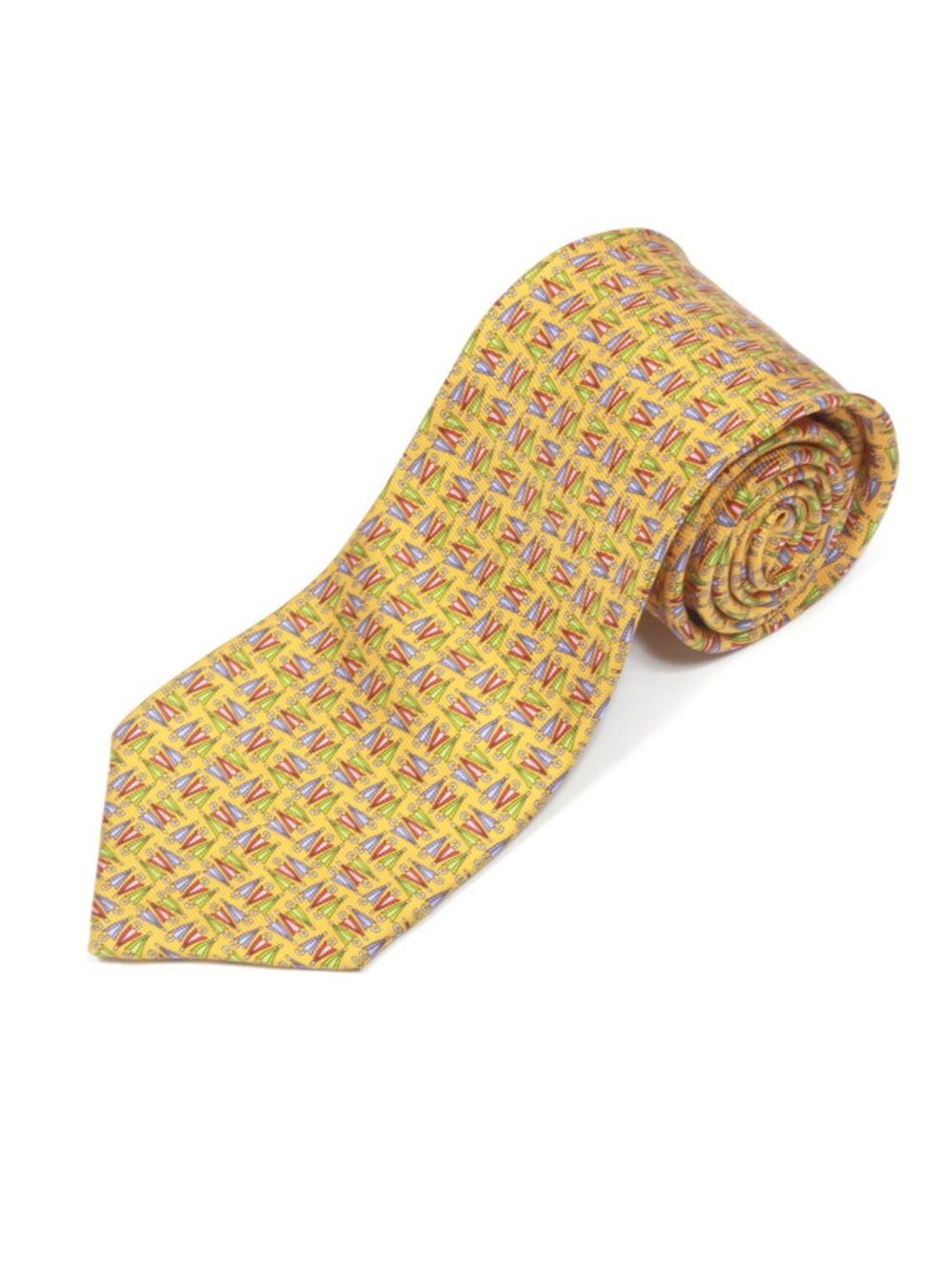 TALBOTS Umbrella Yellow Multi-color Weather Man Rain Day Mens Silk Neck Tie